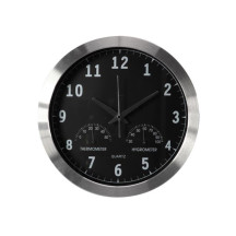 Horloge murale en aluminium avec thermomètre & hygromètre - ø 35.5 cm