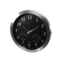 Horloge murale en aluminium avec thermomètre & hygromètre - ø 35.5 cm