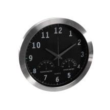 Horloge murale en aluminium avec thermomètre & hygromètre - ø 35.5 cm