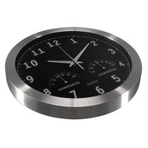 Horloge murale en aluminium avec thermomètre & hygromètre - ø 35.5 cm