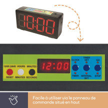 Horloge avec chronomètre/compte à rebours & minuterie d'intervalle - 32,7 x 15,6 x 9,3 cm