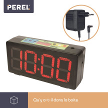 Horloge avec chronomètre/compte à rebours & minuterie d'intervalle - 32,7 x 15,6 x 9,3 cm