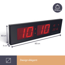 Horloge murale à affichage LED - 83 x 23 x 4 cm
