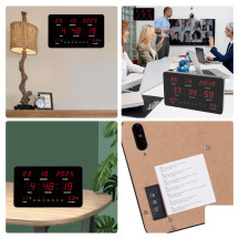 Horloge murale avec affichage LED - 37,8 x 25,8 x 2,5 cm