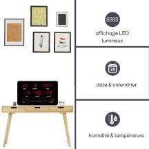 Horloge murale avec affichage LED - 37,8 x 25,8 x 2,5 cm