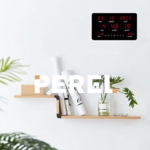 Horloge murale avec affichage LED - 37,8 x 25,8 x 2,5 cm