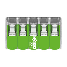 Connecteur d'épissure compact 5 x 0,2 - 4 mm² pour tous types de fils - vert