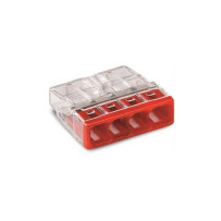 BORNE POUR BOÎTE DE DÉRIVATION COMPACT - POUR CONDUCTEURS RIGIDES - MAX. 2,5 mm² - 4 CONDUCTEURS - COUVERCLE ROUGE