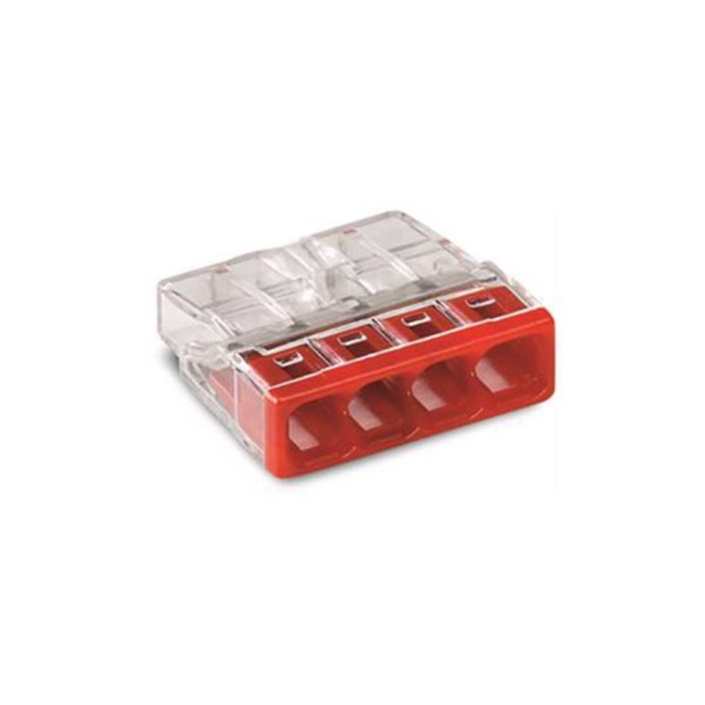 BORNE POUR BOÎTE DE DÉRIVATION COMPACT - POUR CONDUCTEURS RIGIDES - MAX. 2,5 mm² - 4 CONDUCTEURS - COUVERCLE ROUGE