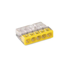 BORNE POUR BOÎTE DE DÉRIVATION COMPACT - POUR CONDUCTEURS RIGIDES - MAX. 2,5 mm² - 5 CONDUCTEURS - COUVERCLE JAUNE