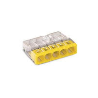 BORNE POUR BOÎTE DE DÉRIVATION COMPACT - POUR CONDUCTEURS RIGIDES - MAX. 2,5 mm² - 5 CONDUCTEURS - COUVERCLE JAUNE