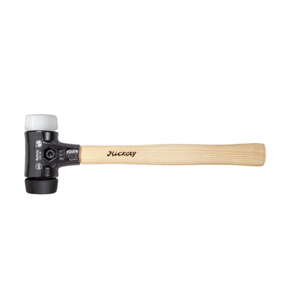 Wiha massette safety avec embouts ronds mi-souples et très durs avec manche en hickory, embout de massette rond (26659) 50 mm