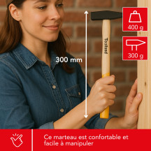 Marteau - manche en bois - 300 g