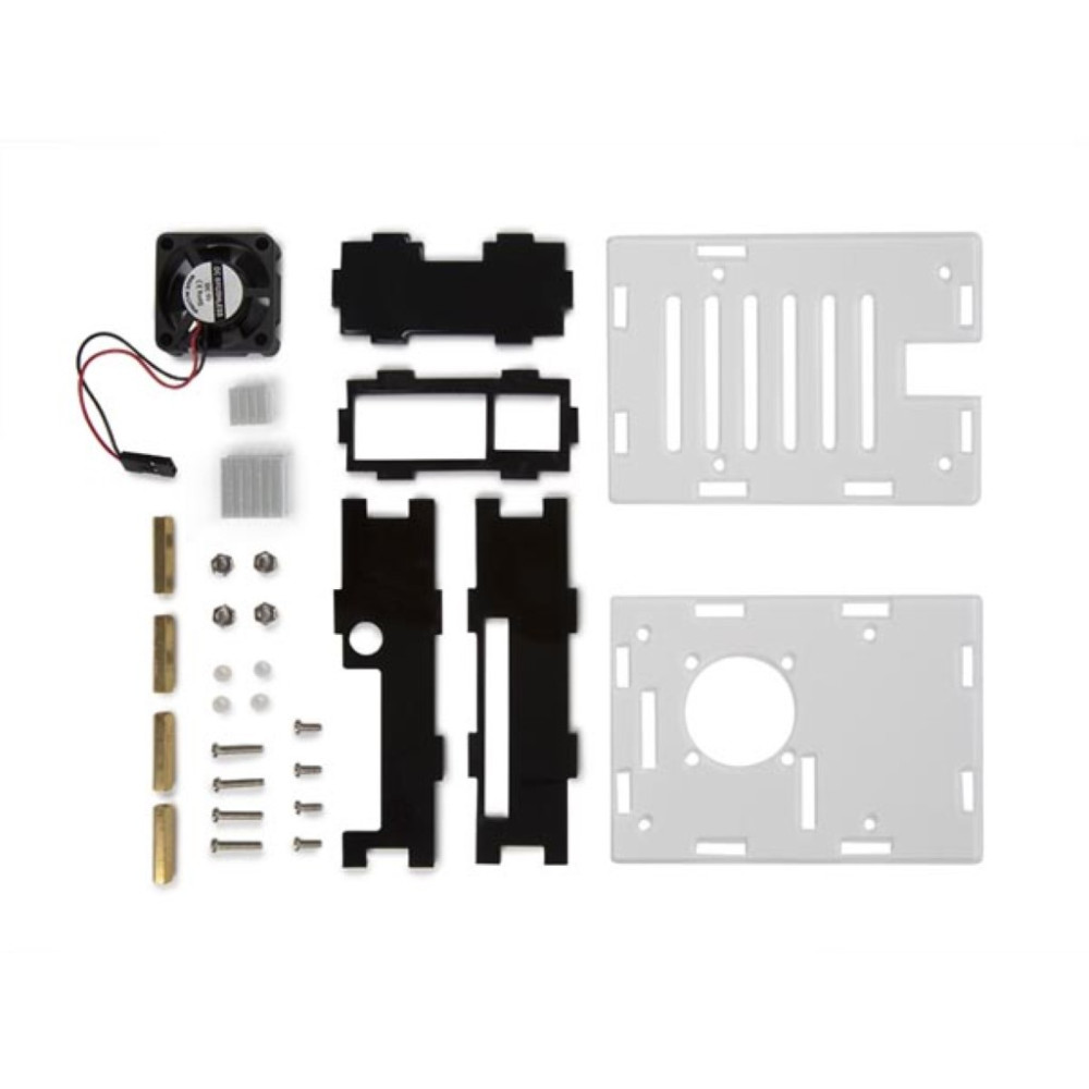 BOÎTIER TRANSPARENT AVEC DISSIPATEURS THERMIQUES ET VENTILATEUR POUR RASPBERRY PI 4