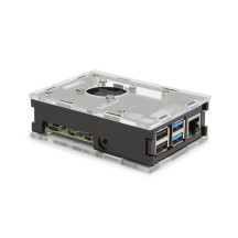 BOÎTIER TRANSPARENT AVEC DISSIPATEURS THERMIQUES ET VENTILATEUR POUR RASPBERRY PI 4