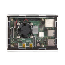 BOÎTIER TRANSPARENT AVEC DISSIPATEURS THERMIQUES ET VENTILATEUR POUR RASPBERRY PI 4