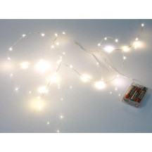 Guirlande à LED - blanc chaud - 20 LEDs - sur piles