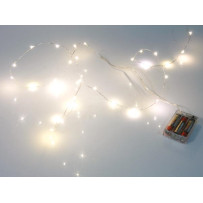 Guirlande à LED - blanc chaud - 20 LEDs - sur piles