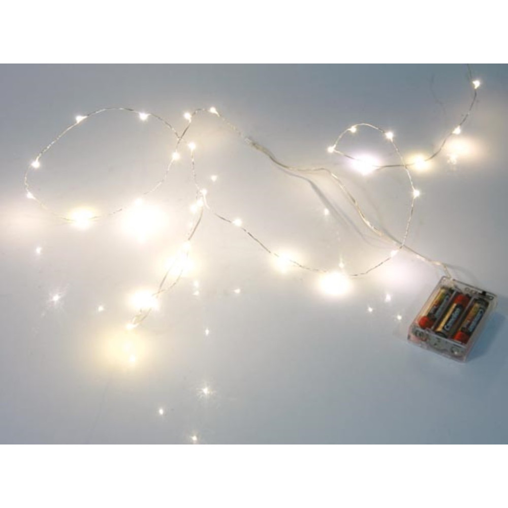 Guirlande à LED - blanc chaud - 20 LEDs - sur piles