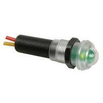 VOYANT LED VERT 12V RESISTANT A L'EAU - BOITIER NOIR