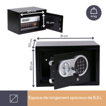 COFFRE-FORT ÉLECTRONIQUE - 20 x 31 x 20 cm - 8,5 L