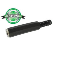 JACK FEMELLE 6.35mm MONO NICKELE NOIR AVEC CAPOT EN CAOUTCHOUC