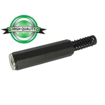JACK FEMELLE 6.35mm STEREO NICKELE NOIR AVEC CAPOT EN CAOUTCHOUC