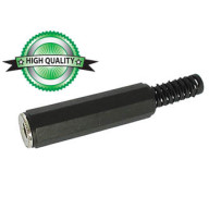 JACK FEMELLE 6.35mm STEREO NICKELE NOIR AVEC CAPOT EN CAOUTCHOUC