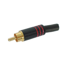 FICHE RCA MALE - DOREE - BOITIER METALLIQUE NOIR - ROUGE