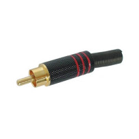 FICHE RCA MALE - DOREE - BOITIER METALLIQUE NOIR - ROUGE