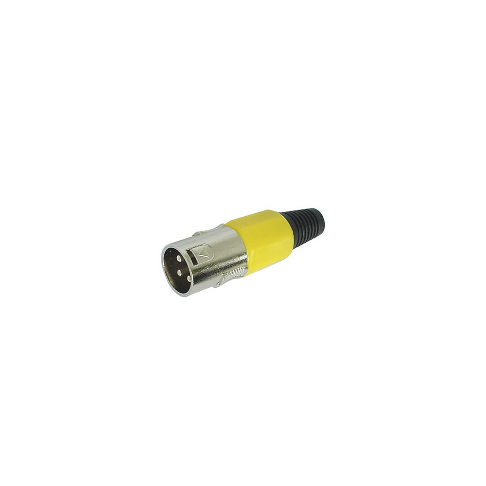 FICHE XLR MALE NICKELEE 3 BROCHES - JAUNE