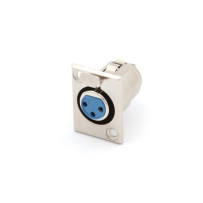 FICHE XLR FEMELLE NICKELEE 3 BROCHES POUR CHASSIS