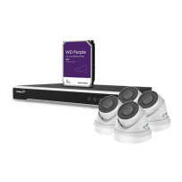 KIT VIDÉOSURVEILLANCE IP 4 MP - ENREGISTREUR NVR 8 CANAUX - 4 x CAMÉRA DÔME IP BLANCHE - 3 To HD - CÂBLES