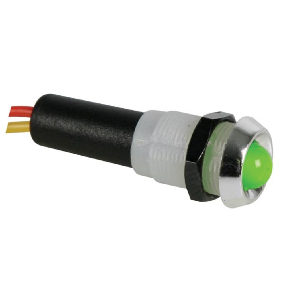 VOYANT LED VERT 5V - BOITIER CHROME