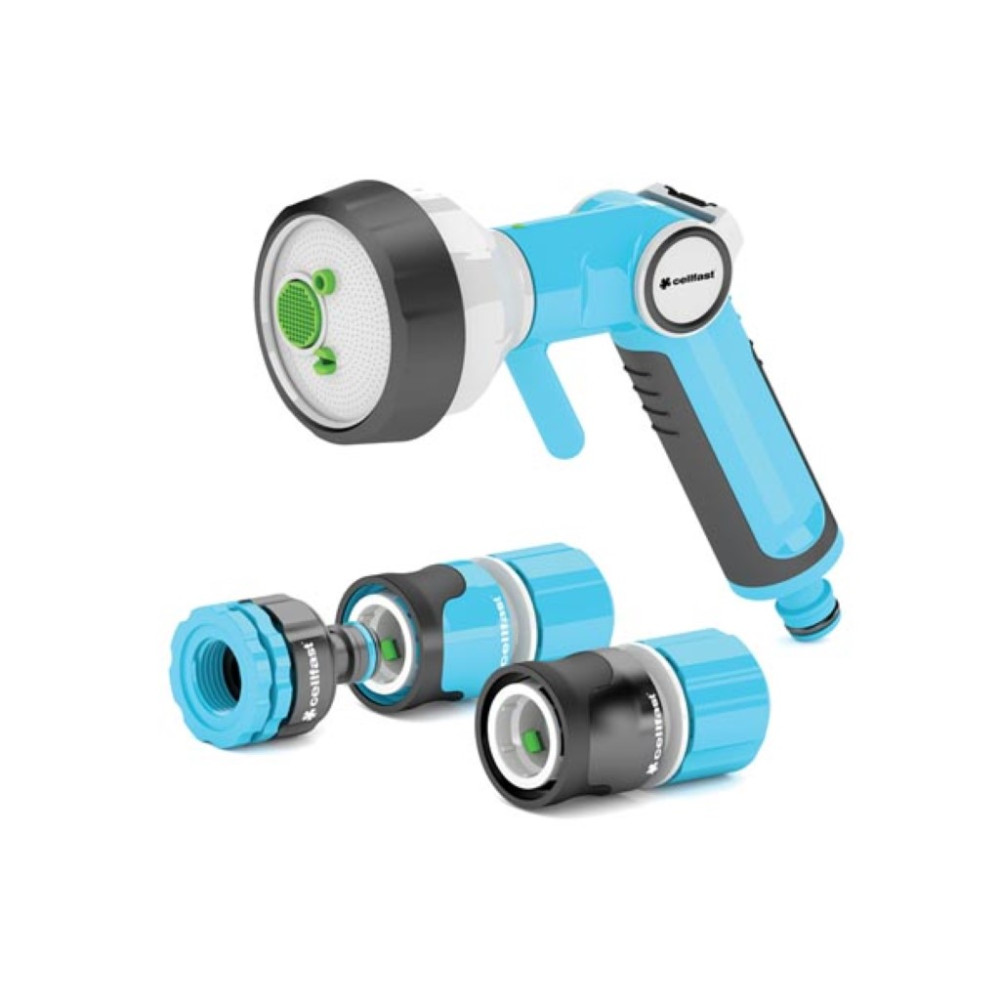 Cellfast, jeu avec pistolet d'arrosage, 4 fonctions, ergo, 3/4"