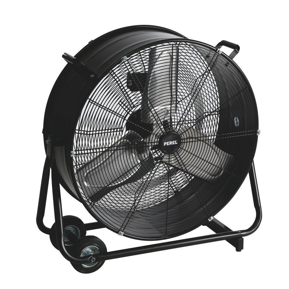 VENTILATEUR DE SOL - TAMBOUR - MÉTAL - Ø 60 cm - NOIR