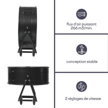 VENTILATEUR DE SOL - TAMBOUR - MÉTAL - Ø 60 cm - NOIR