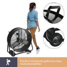 VENTILATEUR DE SOL - TAMBOUR - MÉTAL - Ø 60 cm - NOIR