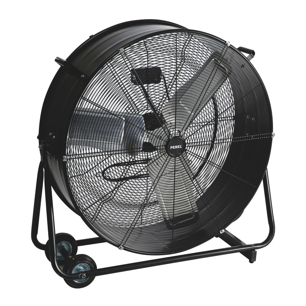 VENTILATEUR DE SOL - TAMBOUR - MÉTAL - Ø 75 cm - NOIR