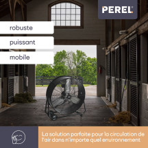 VENTILATEUR DE SOL - TAMBOUR - MÉTAL - Ø 75 cm - NOIR