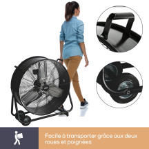VENTILATEUR DE SOL - TAMBOUR - MÉTAL - Ø 75 cm - NOIR