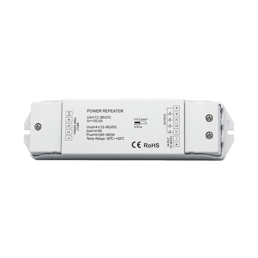 Répéteur monocouleur à 4 canaux pour bandes LED RGBW