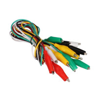 JEU DE 10 CORDONS (50 cm, 5 COULEURS) AVEC PINCES CROCODILES ISOLÉES - 27 mm