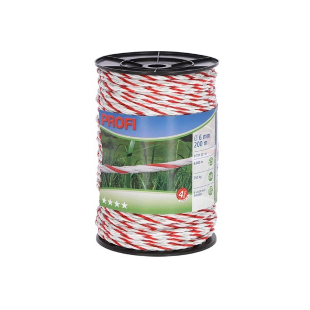 Cordelette Profi 6mm 200m 6x0,30 TriC blanc/rouge