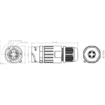 CONNECTEUR POUR CÂBLE 4P - ÉTANCHE IP68 - 16A 230V (1 set)