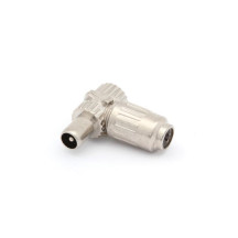 FICHE COAX MÂLE COUDÉE 9.5mm/2.3mm - MÉTALLIQUE