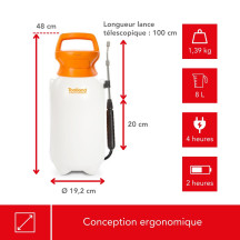 Pulvérisateur à pression avec batterie rechargeable - 8 L