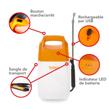 Pulvérisateur à pression avec batterie rechargeable - 6 L