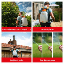 Pulvérisateur à dos avec batterie rechargeable - 12 L