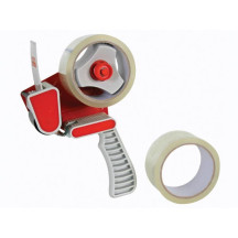 SUPPORT POUR RUBAN + 2 RUBANS ADHÉSIFS D'EMBALLAGE - 50 mm x 50 m
